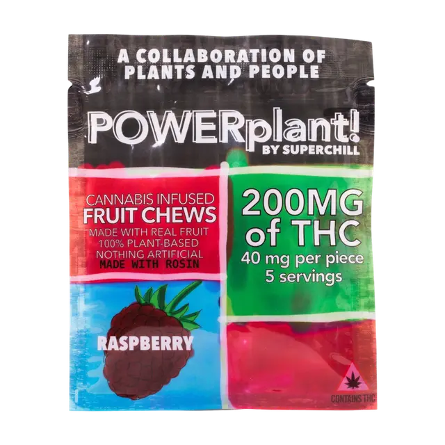 Powerplant By Superchill | 200mg Rosin Infused Fruit Chews | Vegan | Raspberry