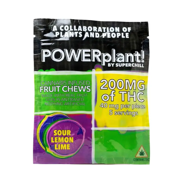 Powerplant By Superchill | 200mg Rosin Infused Fruit Chews | Vegan | Sour Lemon Lime